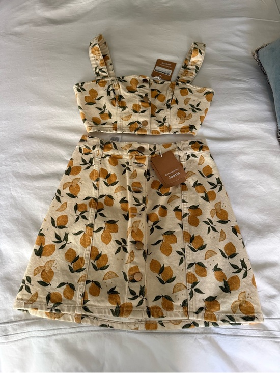 Reformation Dresses & Skirts - NWT!! Reformation Lemon-Print Denim Skirt Set